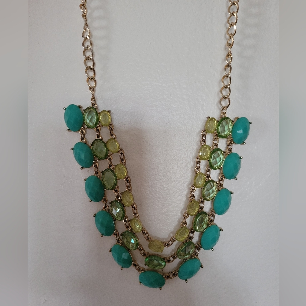 Gold jeweled statement necklace